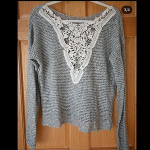 Hollister light sweater w/ lace back detailing